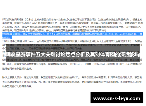 魏震禁赛事件五大关键讨论焦点分析及其对体育圈的深远影响